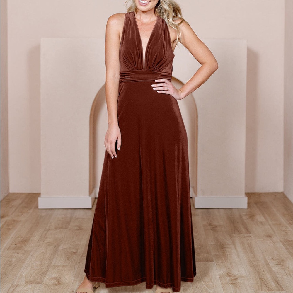 Revelry Dylan Velvet Dress petite TERRACOTTA